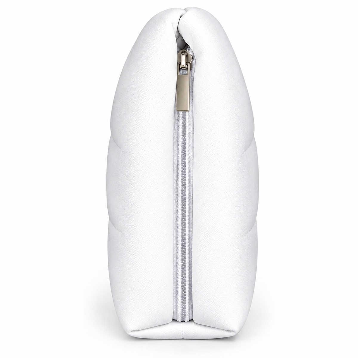 Makeup Bag - White WhitePaddedZipperPouch
