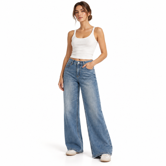 The Retro-Wash High-Rise Wide-Leg Jeans WhiteTopandWide-LegDenim
