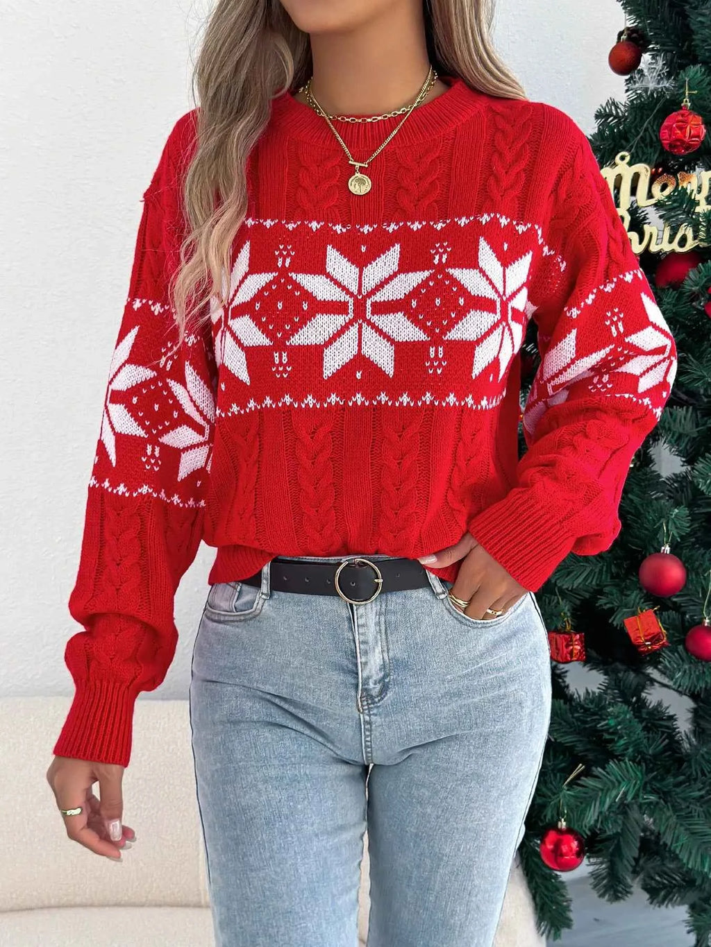 Christmas Snowflake Cable Knit Sweater a0023a58-4623-4b2f-8e1c-b3e4988d9747-Max-Origin