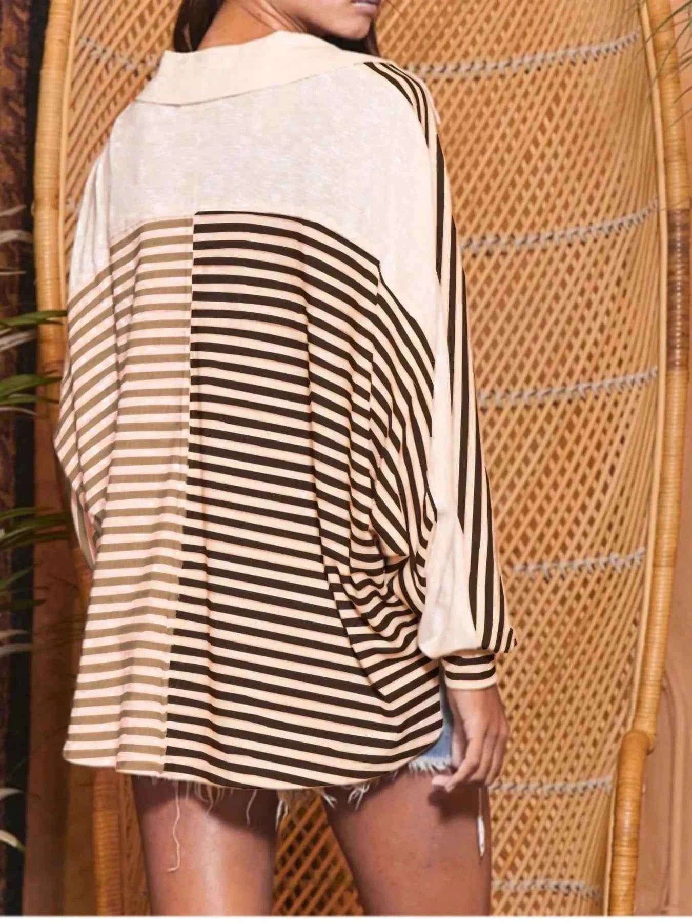 Striped Button Front Casual Top a007910f8b97470083340611a54b0e39-Max-Origin
