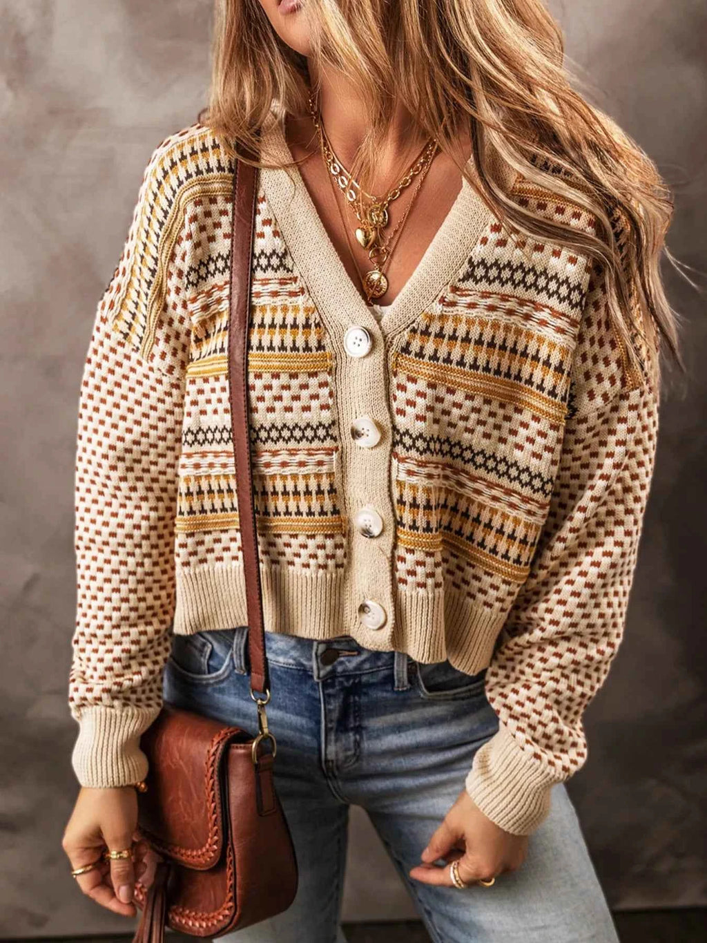 Vintage Patterned Button-Down Cardigan a008044a-616b-4252-9841-0ba7920f7ffc-Max-Origin