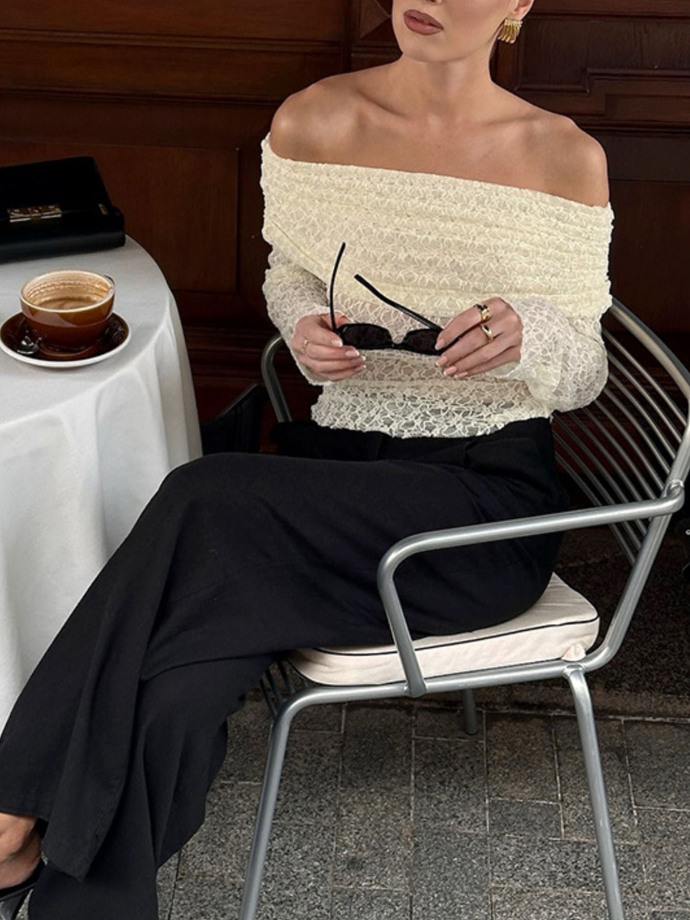 Off Shoulder Long Sleeve Lace Top a014351e-55d0-4218-b2ff-85679eee5906-Max