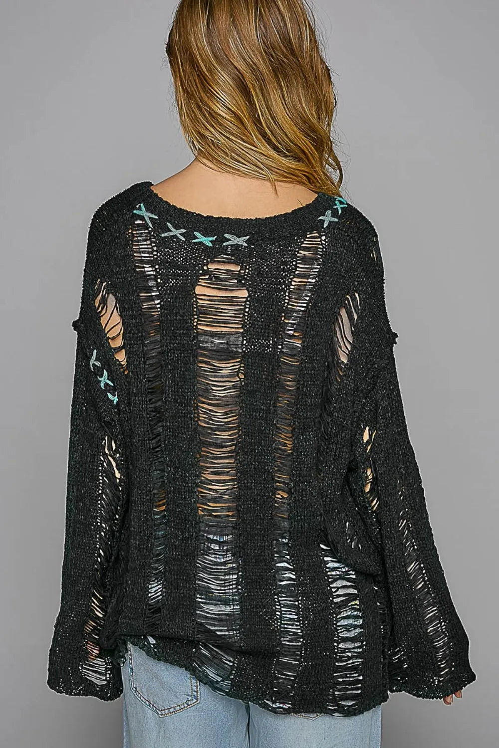 POL Distressed Dropped Shoulder Long Sleeve Knit Top a017fab5-b0bd-4bad-a991-4508f741d2eb-Max