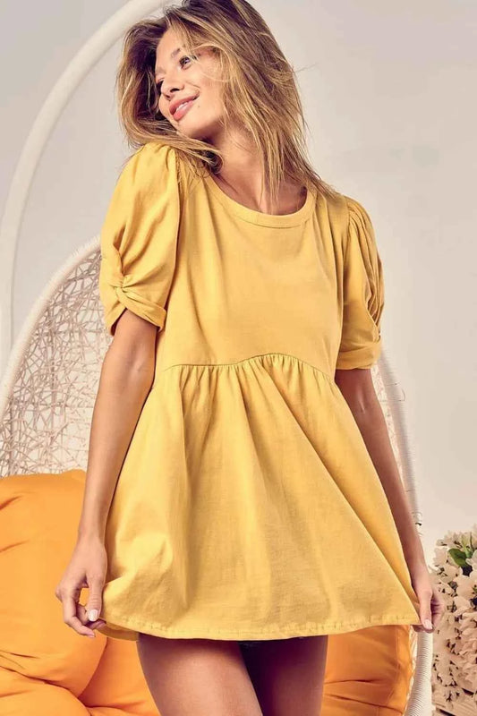 BiBi Cotton Span Knit with Puff Sleeve Baby Doll Top a03f8357-60f3-4c4e-8cc9-280b73b73bfa-Max-Origin