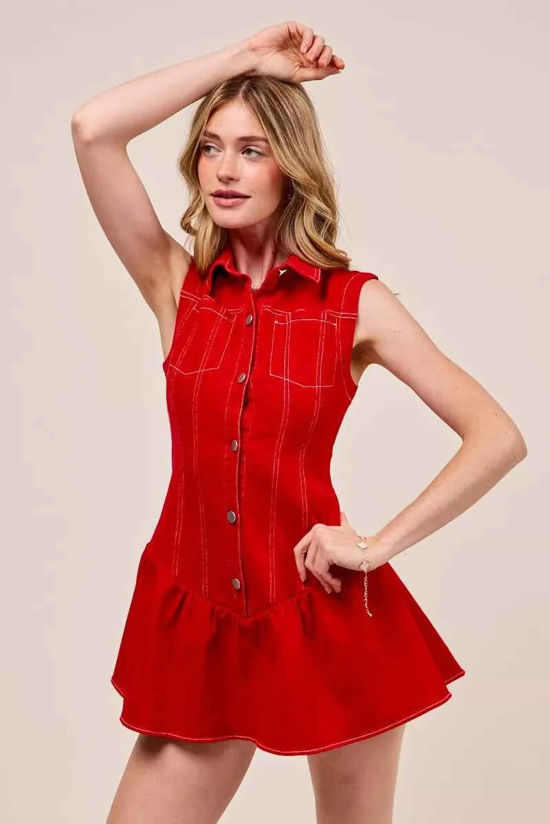 Button Down Sleeveless Collared Game Day Mini Dress a04ca576821c4df4b24ee0464236cee7-Max-Origin