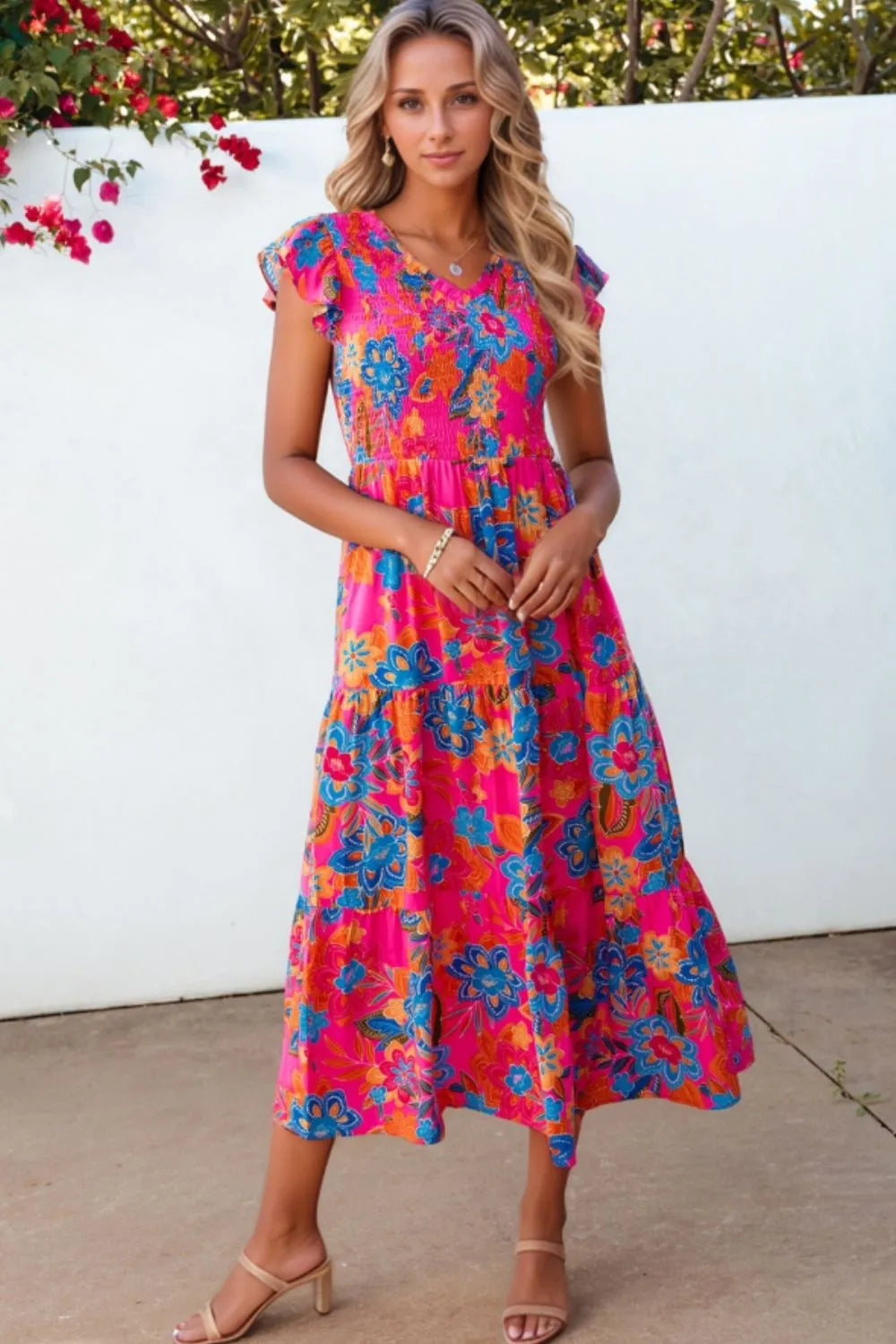 Boho Floral V Neck Ruffle Tiered Dress a053d4ec-1918-4a0f-9f45-0a92b1f309f4-Max-Origin