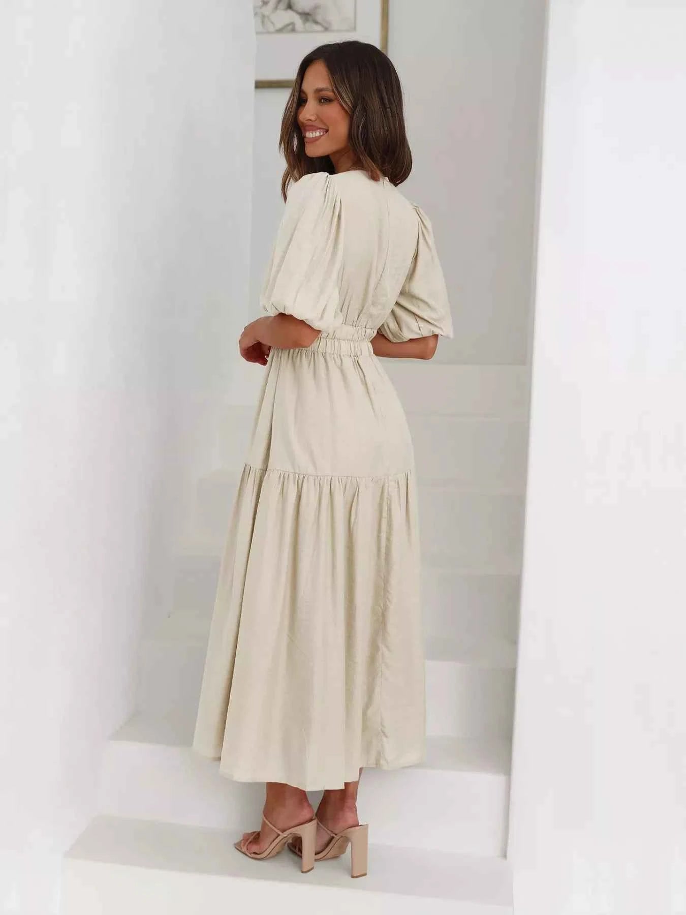 Tiered Puff Sleeve Midi Dress a05dd941-d62b-43a0-8d1f-127c7da175a9-Max-Origin