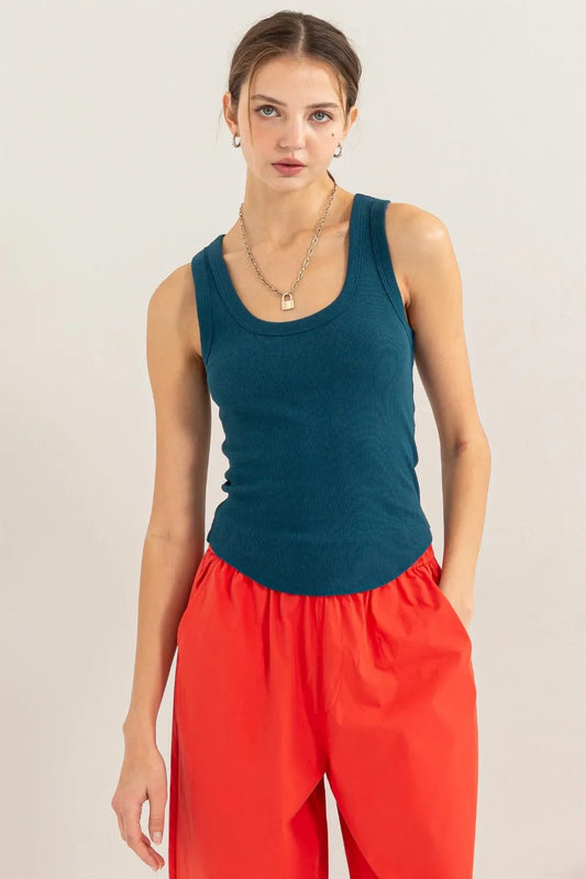 HYFVE Ribbed Scoop Neck Racerback Tank a06b1efc-2659-473f-af24-5c8c8cb513a4-Max