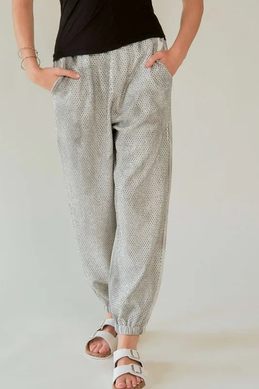 Rhinestone Elastic Waist Joggers Light Gray a06b862d-feb3-4741-a191-a5957787fbda-Max