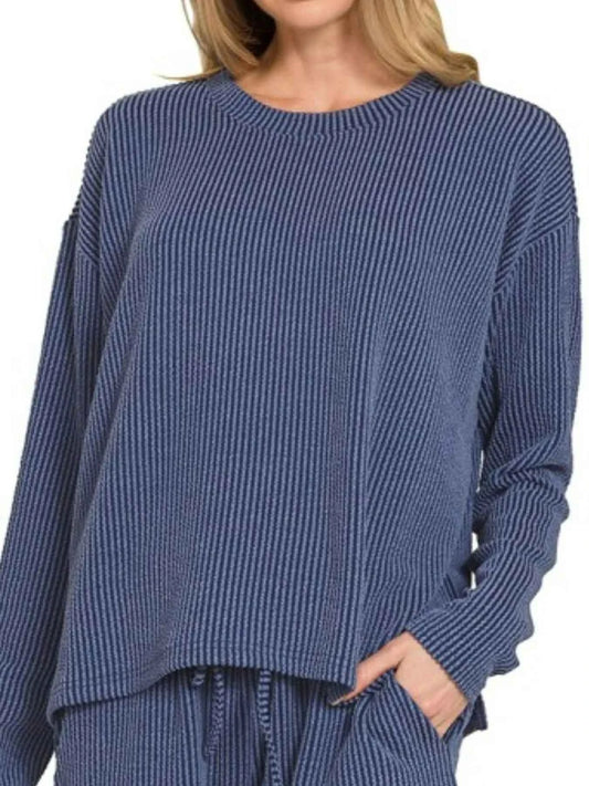 Corded Rib Long Sleeve Tee and Shorts Set a09435d9-f377-420a-aee9-8407b54a2025-Max-Origin