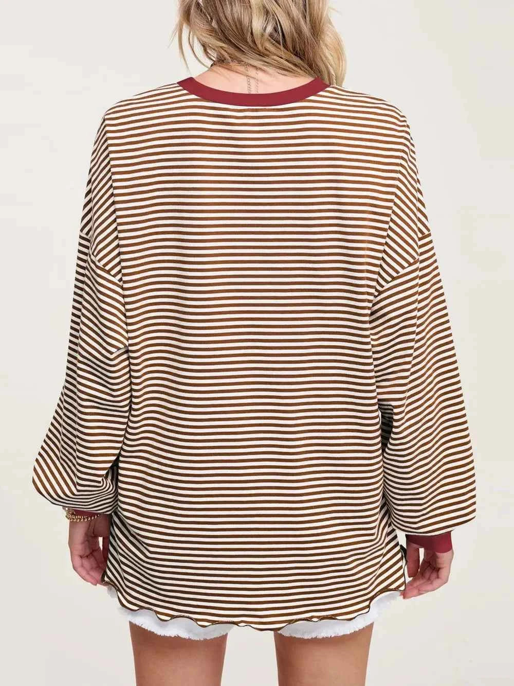 Contrast Striped Long Sleeve Sweatshirt a096cae0-69c3-4d55-ad53-5f5c7a6dd895-Max