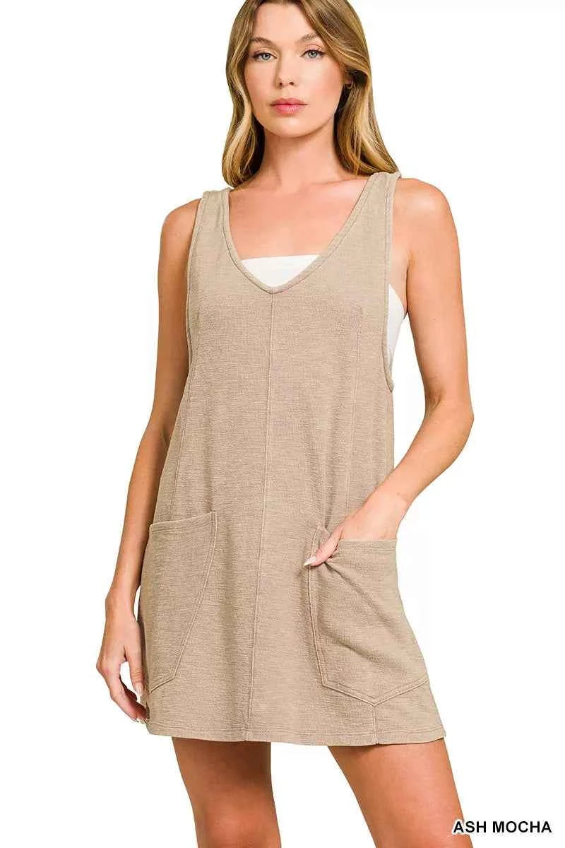 Zenana Washed Slub Adjustable Strap Overall Dress ASH MOCHA a099940434b34c49874e28429756062f-Max-Origin