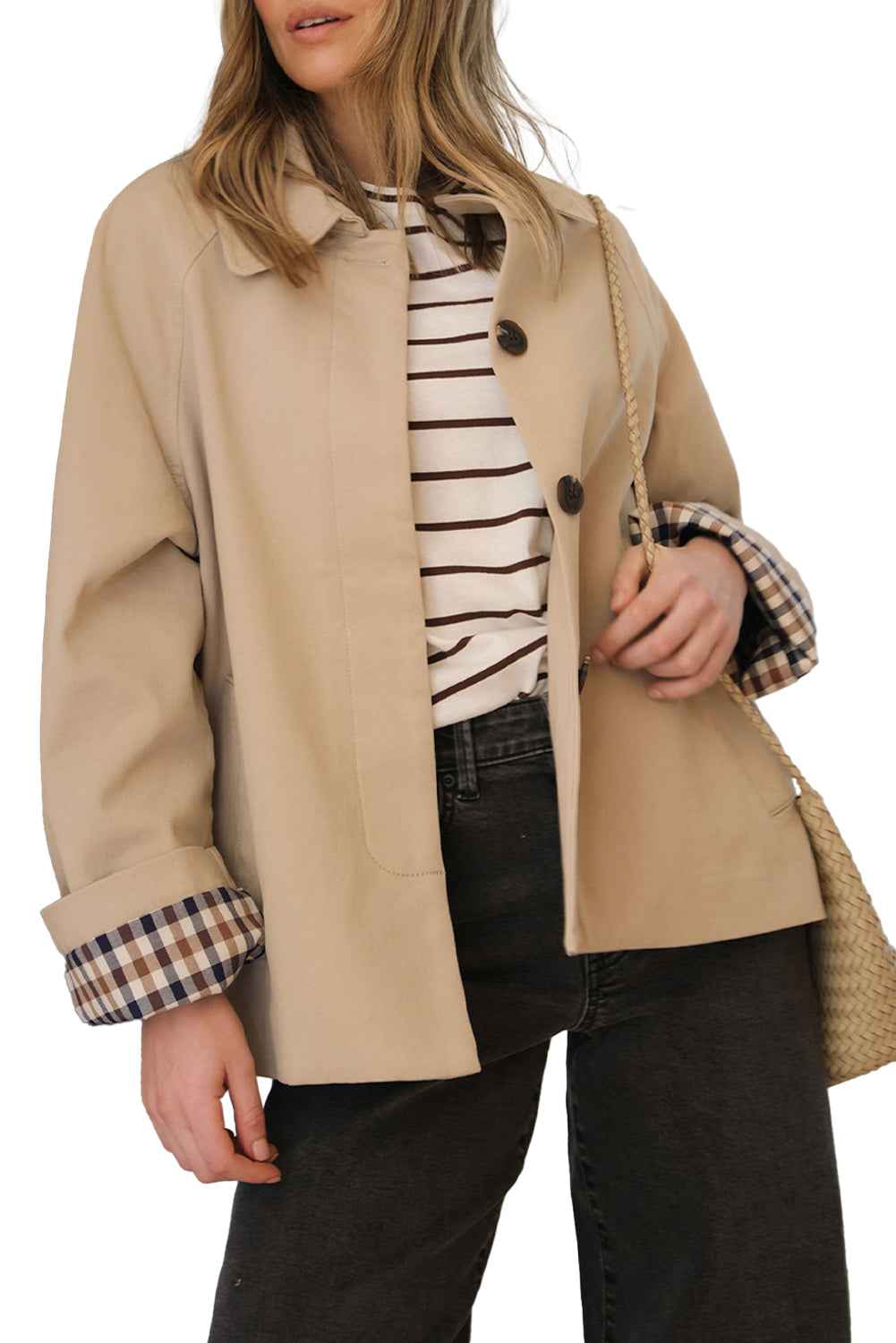 Parchment Plaid Lined Collar Trench a09d56a4f7788dc9