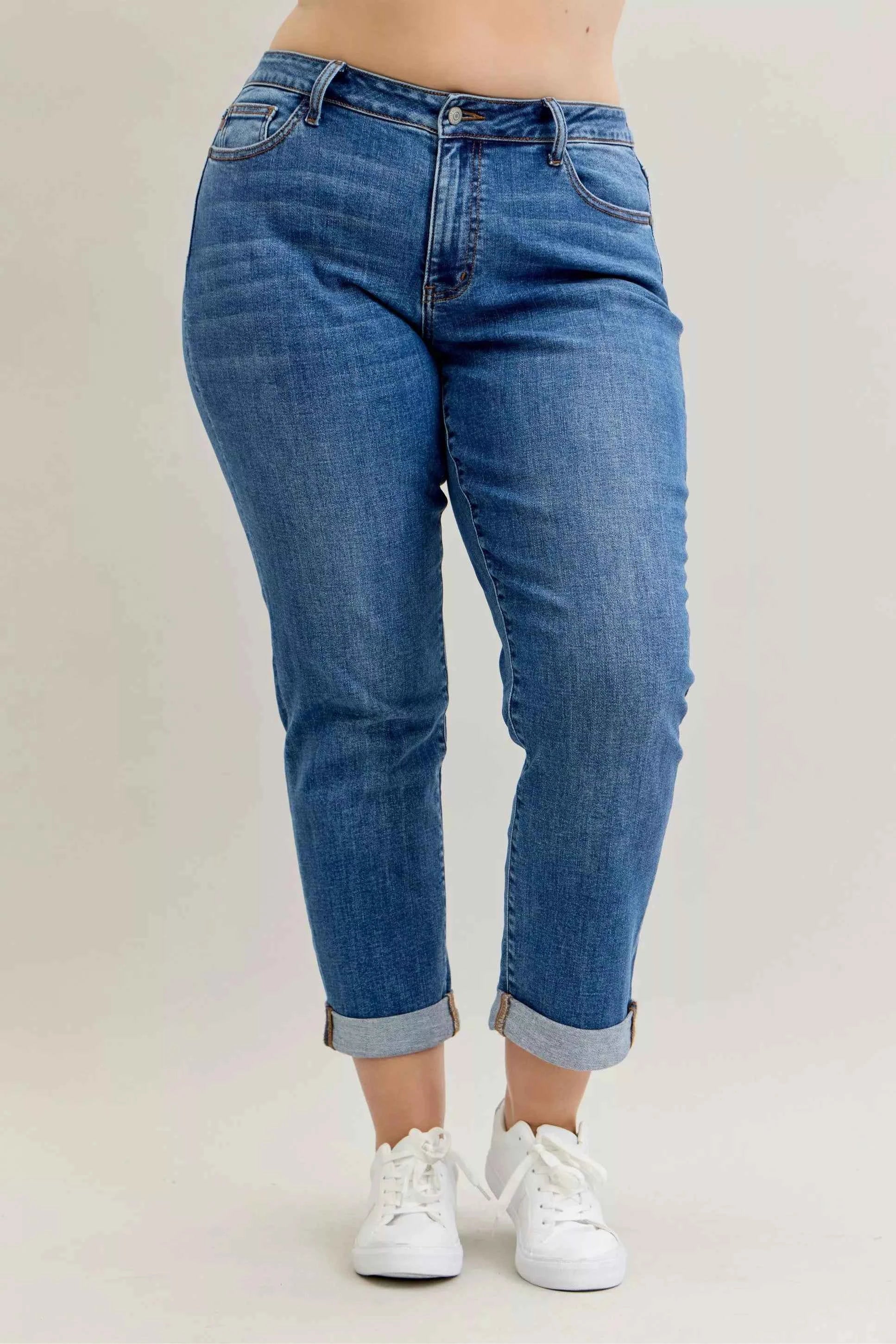 Judy Blue Full Size Mid Rise BF Classic Cuffed Jeans Plus Size a0abac76-8c9d-44aa-b7fe-0d66db7484fa-Max-Origin