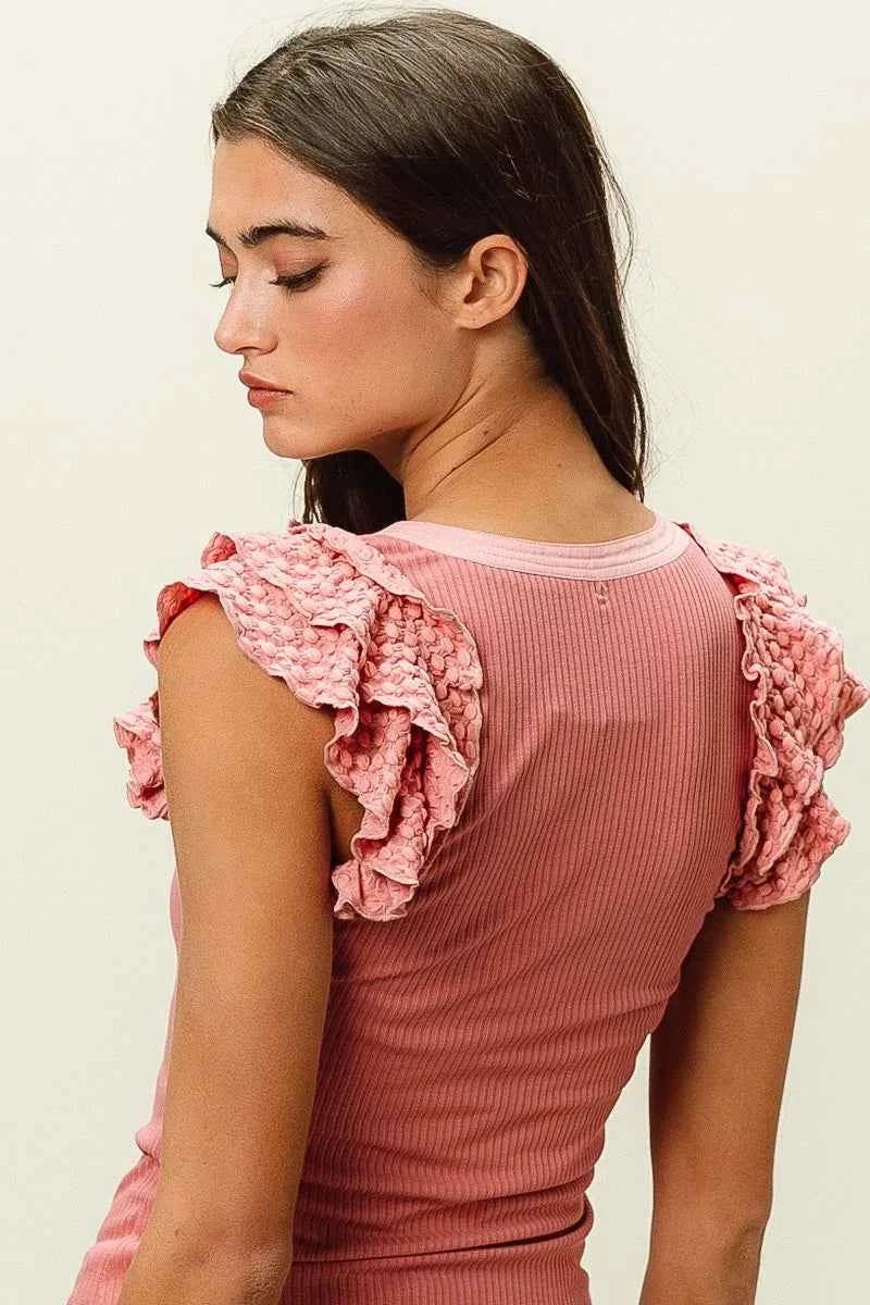 BiBi Rib Knit With Textured Ruffled Top a0b32da57a3e4dac999c1ce98508e131-Max-Origin
