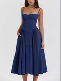 Sweetheart Neck Ruched Midi Dress Navy Blue a0b8b5c8-f6f5-4e41-a41d-69b0c9d494a5-Max-Origin