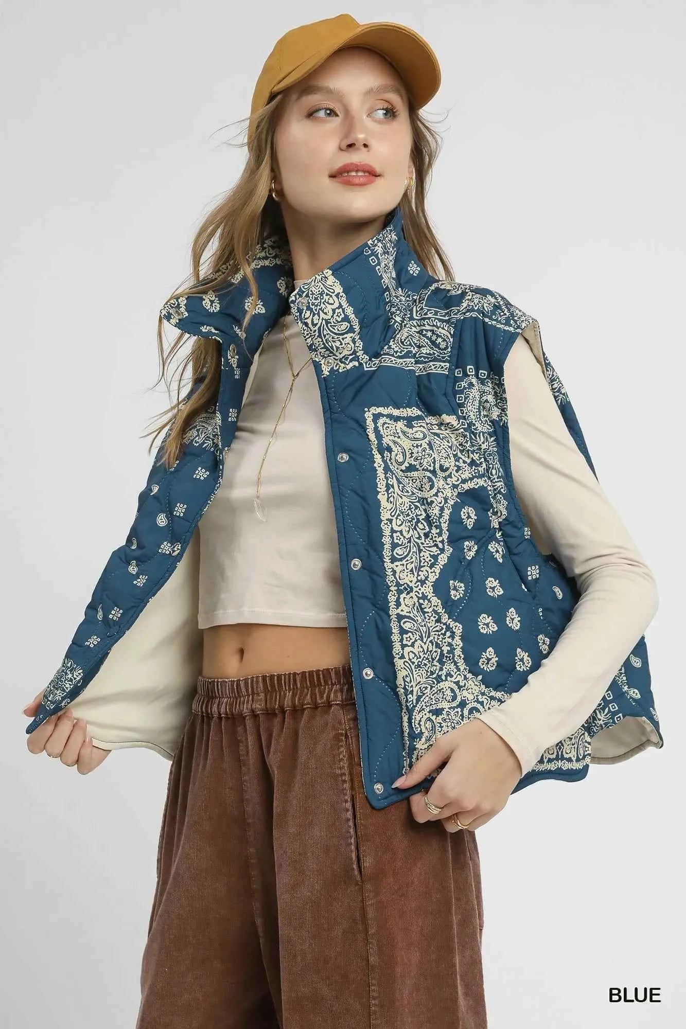 Umgee Bandana Print Quilted Puffer Vest a0b9b6fe-6ddc-41d6-aa21-c67d8a08fd7c-Max-Origin