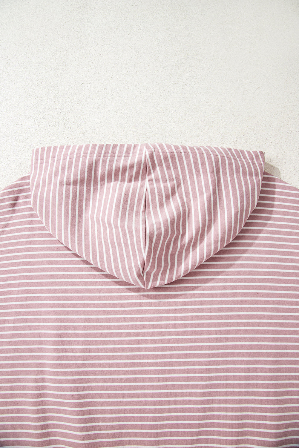 Rose Stripe Thumbhole Side Slits Drop Shoulder Loose Fit Hoodie