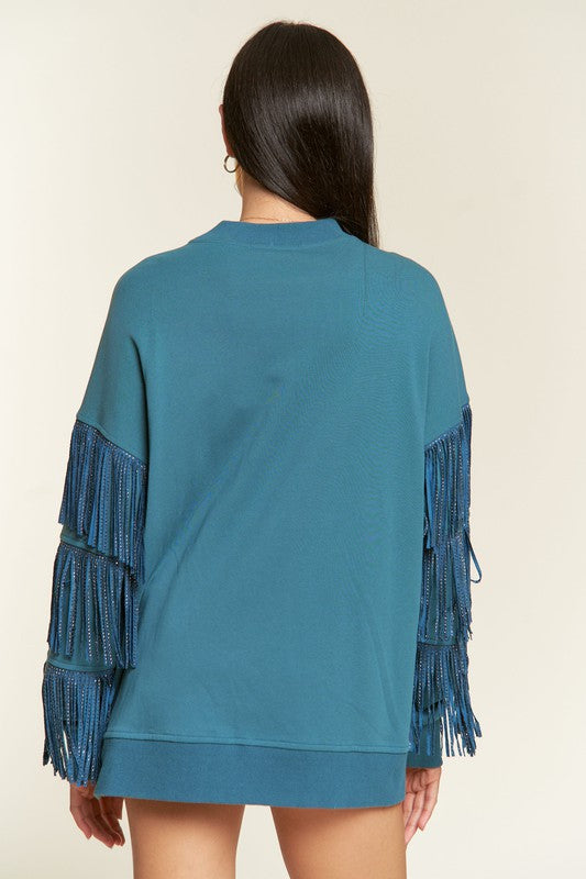 Silver studded fringe sleeve top plus jjt5009p a0d60887-b6a4-46e9-b0d7-638ac5ab8eac