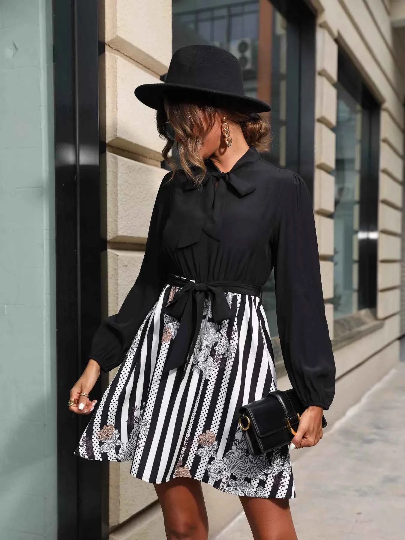 Striped Tie Front Long Sleeve Mini Dress a0e1edba-f929-4103-b0cf-b3e2b441fcc3-Max-Origin