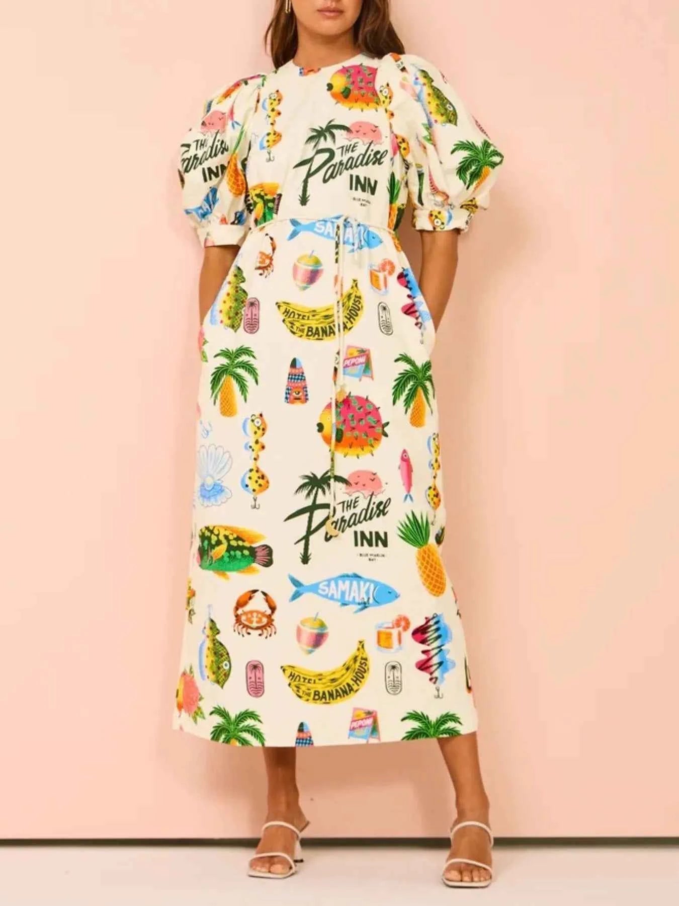Printed Puff Sleeve Midi Dress a0e2e21d-8da3-49a4-9cb3-36f663268fcf-Max-Origin