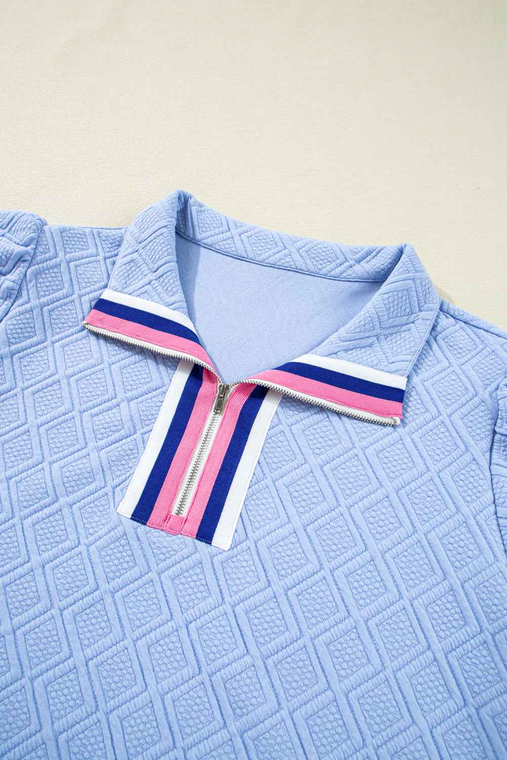 Beau Blue Striped Pop of Color Collared Checkered Textured Plus Size Dress a0f01e2cedd5eeeb