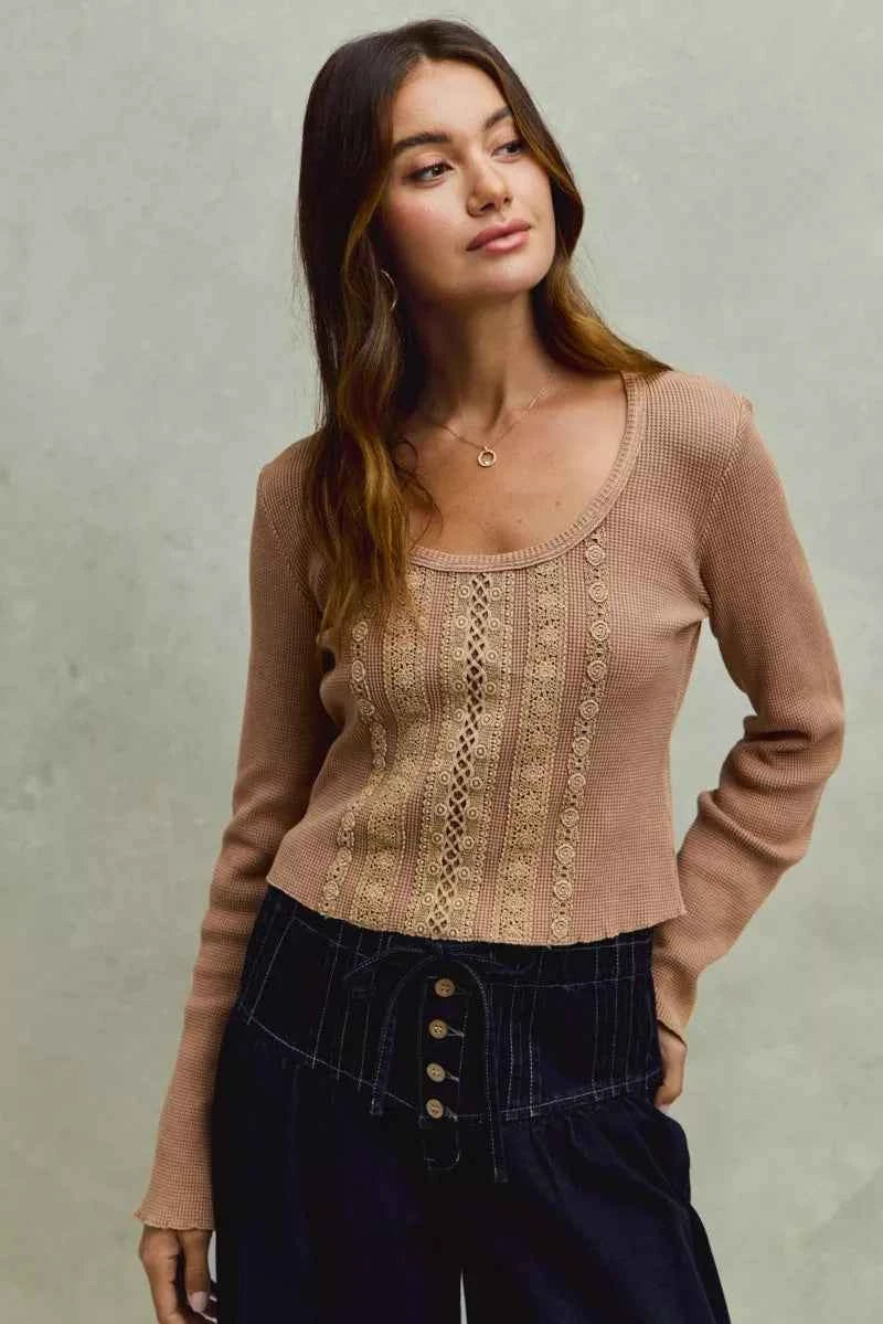 SO ME Vintage Washed Lace Crop Thermal Washed Knit Top a0f060c376c847b4a20068fc2cfc1402-Max-Origin