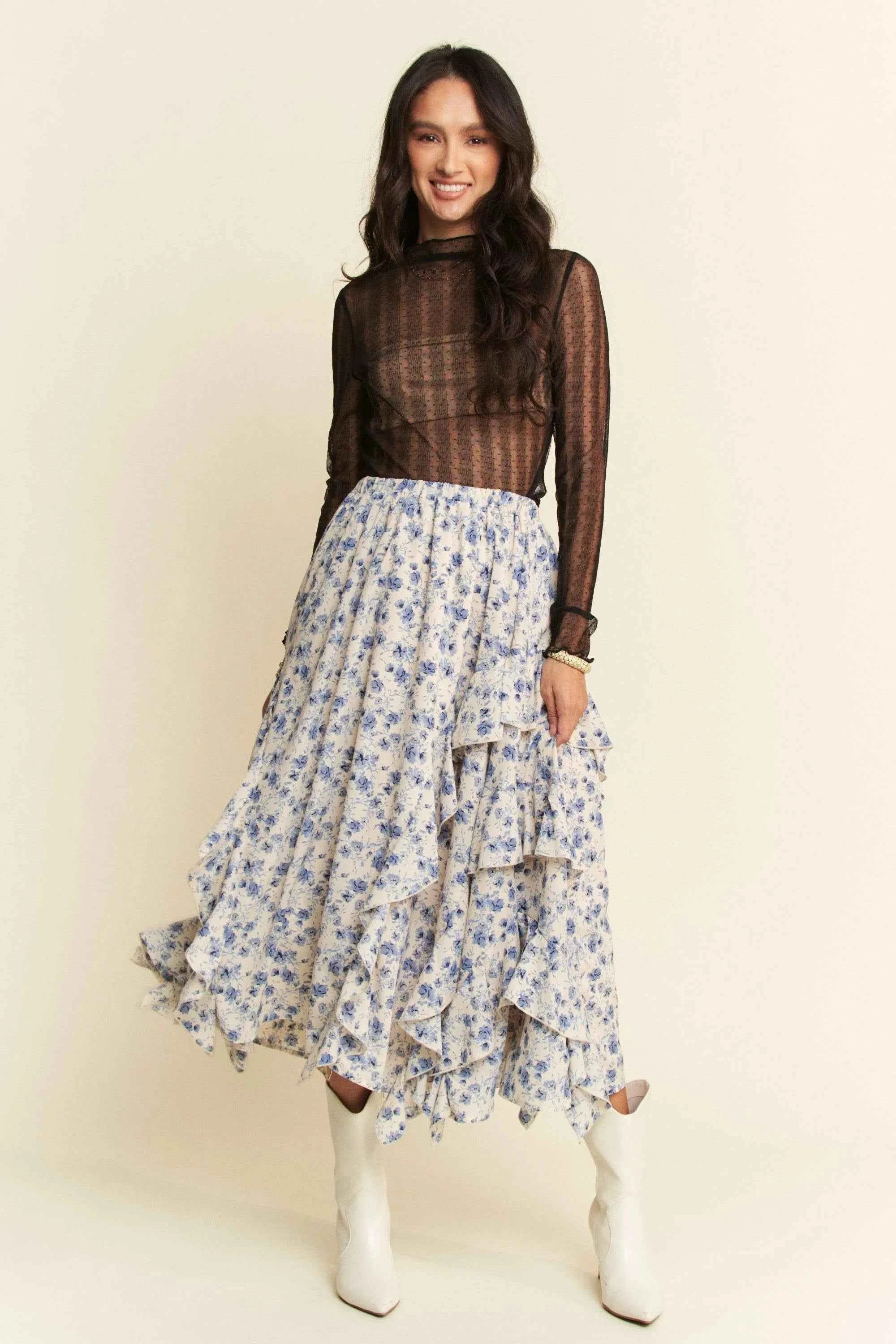 Davi & Dani Turtle Neck Lace Dotted Stretch Mesh Sheer Top a0fe5773073c4f10868bf314c0e9d32d-Max-Origin