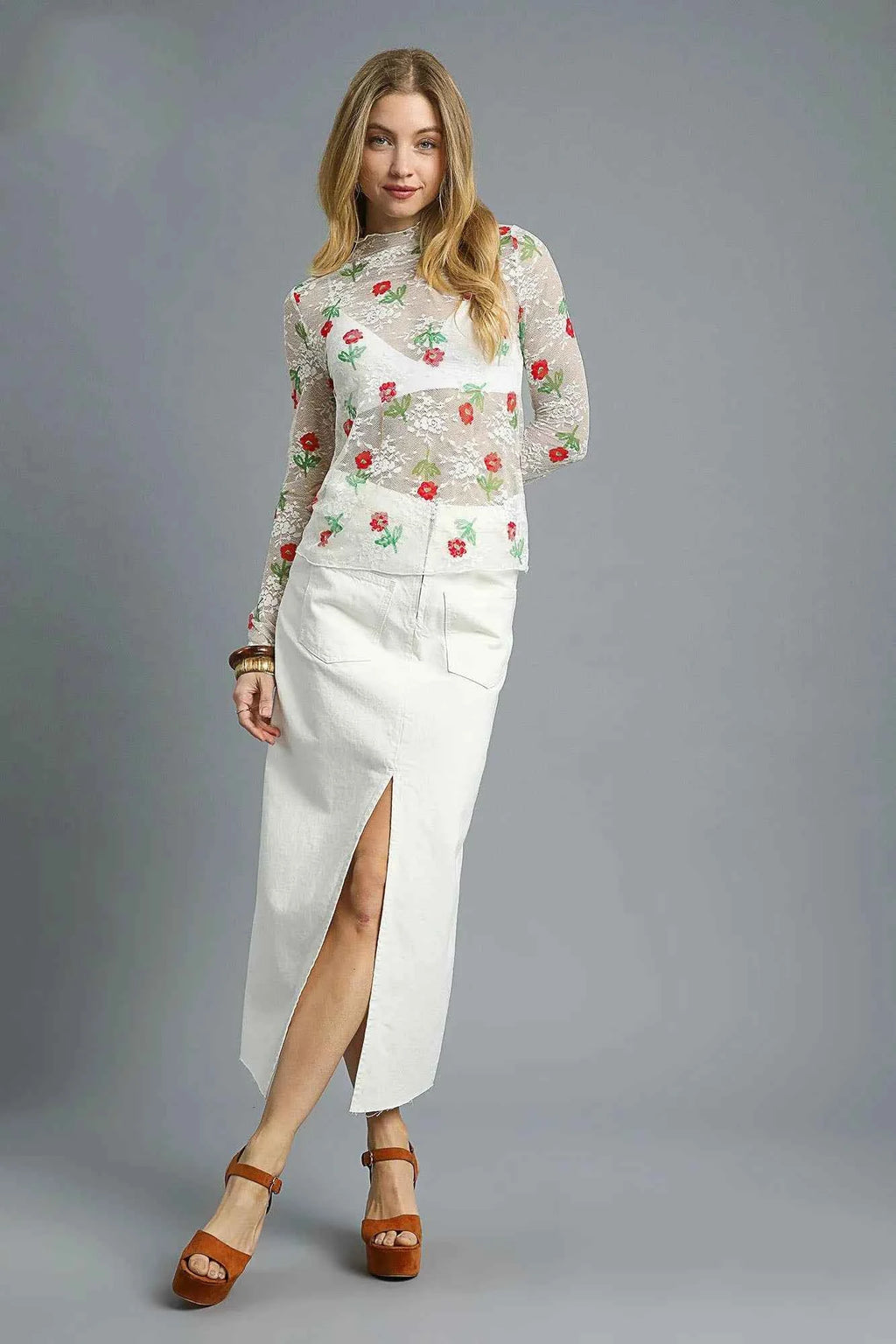 Umgee Floral Mock Neck Long Sleeve Sheer Top a1079022-c5fc-4078-a242-629f96418528-Max-Origin