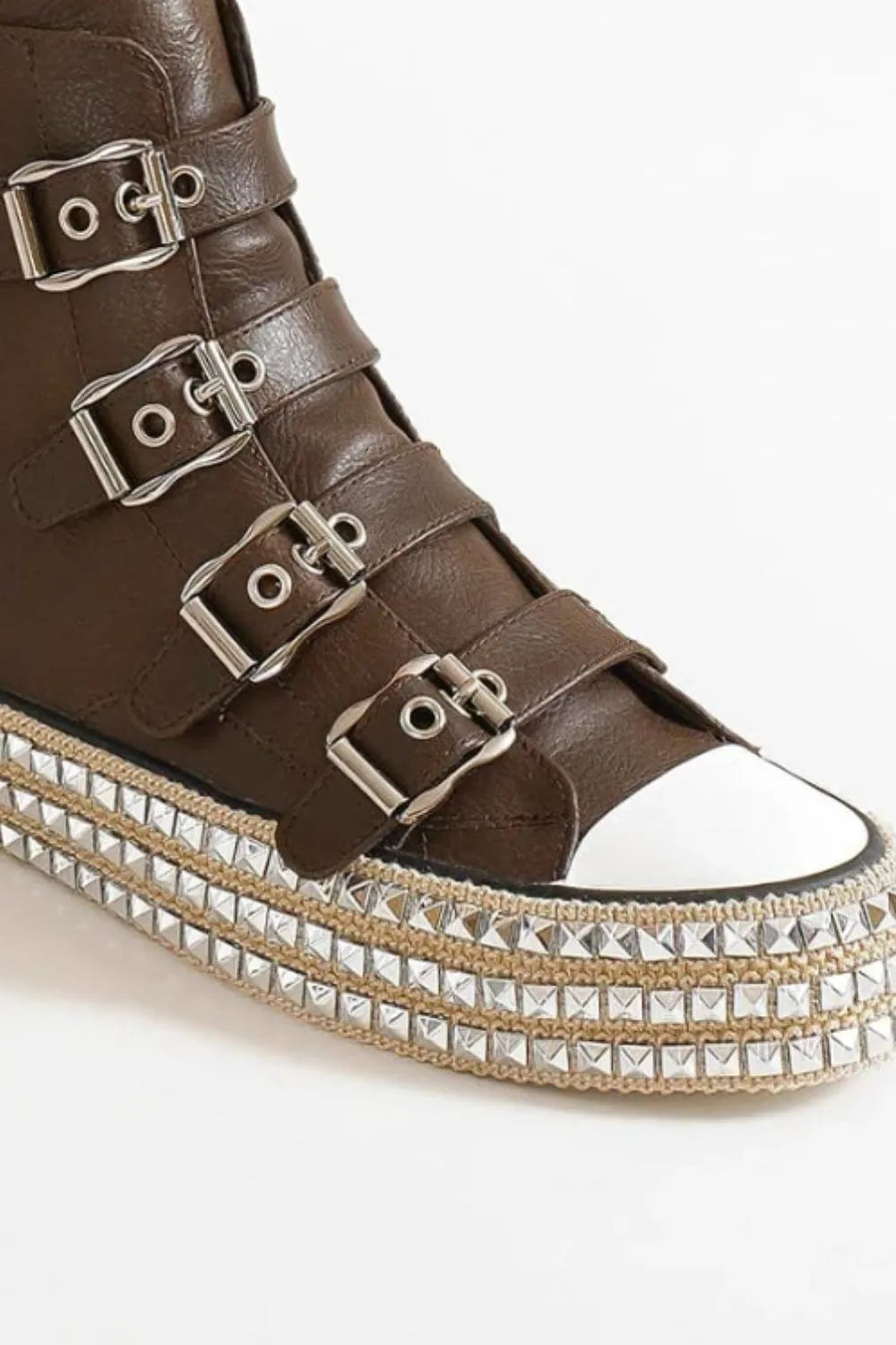 Beast Fashion Multi-Buckle Straps Studded Platform Sneakers a10f268e-414c-4900-9aa9-465d43694977-Max