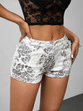 Leopard Print Denim Shorts White a11059a54649454d85a406ce2760a663-Max-Origin