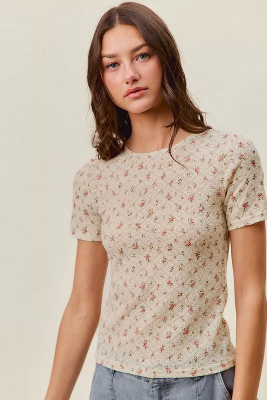 Floral Print Lace Short Sleeves Layering Knit Top a1118750-2774-4d76-a908-d41508794a7e-Max-Origin