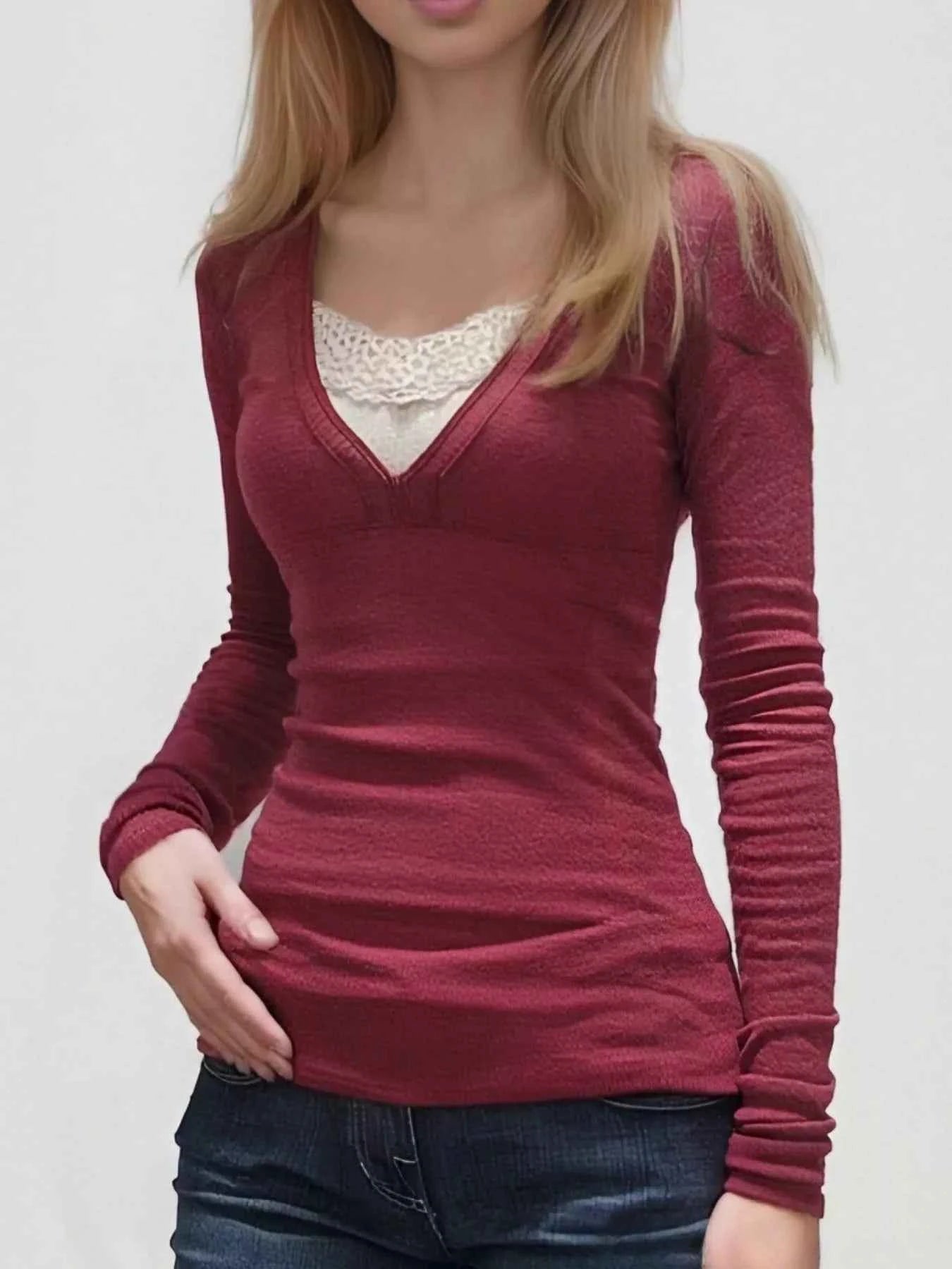Long Sleeve T-Shirt with Lace Detail a111b1ae-ed6d-4902-a577-6fa413d16a6f-Max-Origin