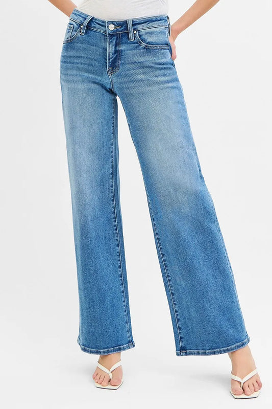 RISEN Full Size Low Rise Wide Leg Jeans Plus Size MEDIUM