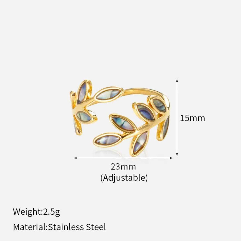 18K Gold-Plated Resin Leaf Bypass Ring a134e9bd-2226-4279-af09-1fdd260a3d1d-Max-Origin