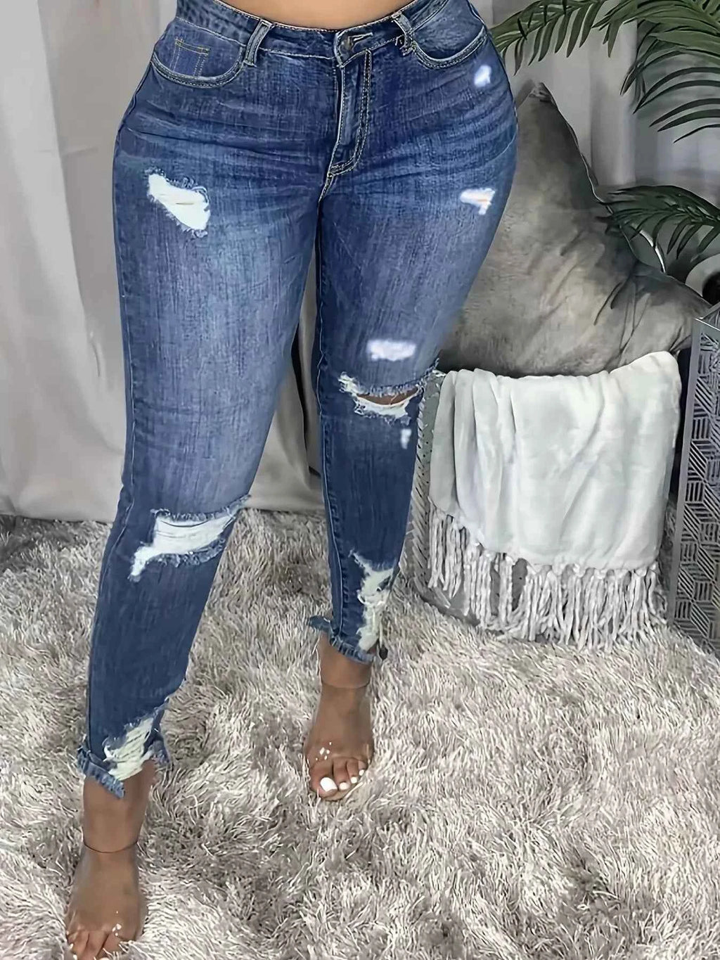 Plus Size Slim Fit Distressed Jeans Blue a13b87fd-8614-45b8-94bc-183f1a8b6ad7-Max-Origin