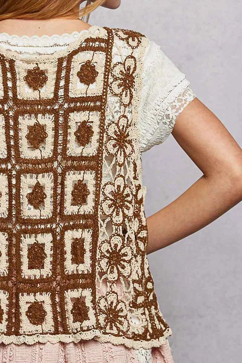 POL Tie Front Floral Pattern Crochet Vest with Scalloped Edge a13b8925-a52c-4b8d-96b2-55ecad9ad439-Max-Origin