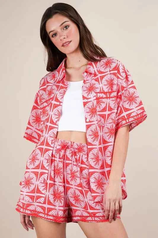 VERY J Full Size Tropical Printed Shirt Top and Shorts Set Plus Size Tomato a13d99dd6bf448a6a82e9225921ebcf1-Max-Origin