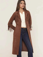 Fringe Lapel Collar Long Sleeve Coat Brown a14f45a0d75a496bbda99210dd04bb99-Max-Origin