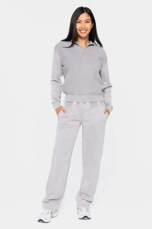 Mono B Elastic Waist Fleece Pants with Pockets a15fe007-0e59-490e-be6f-c57d7390a57c-Max