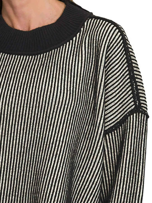 Ribbed Exposed Seam Two Tone Sweater a16ebff9-3bdc-4a77-a210-32a0c02531c4-Max-Origin