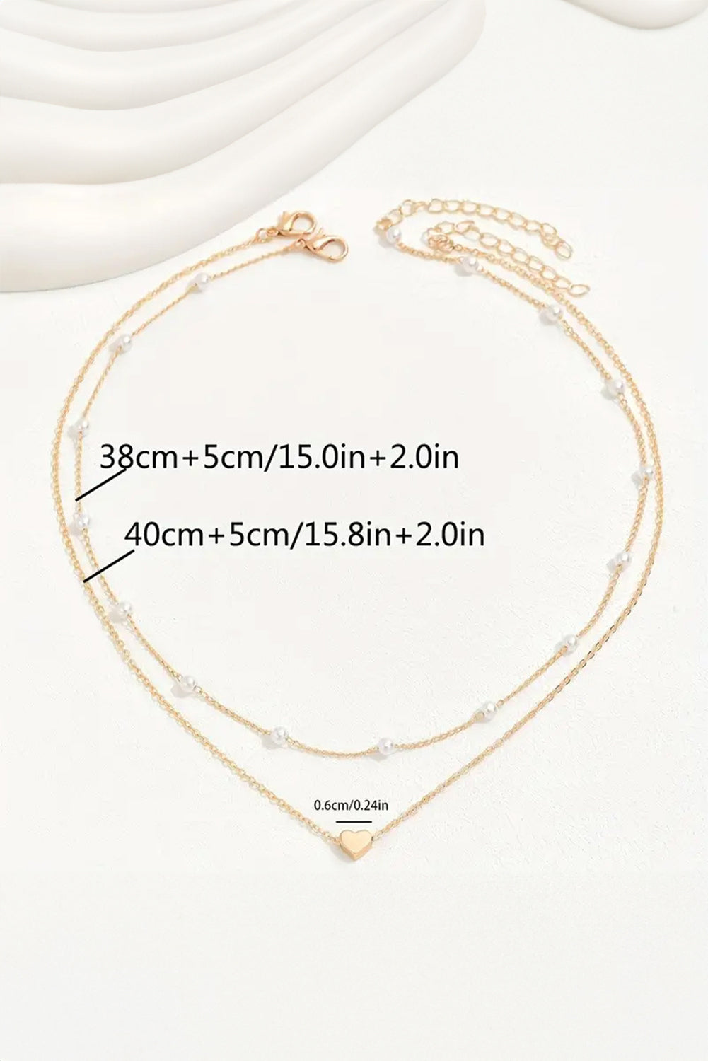 Gold Pearl Heart Chain Necklace a17393ee1e049cb5