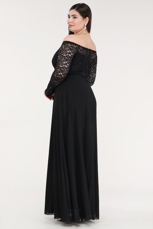 Plus Size Lace Evening Gown – Long Sleeve Chiffon A-Line Dress for Women a18fa4fb-a79d-4d93-8f4d-ad231fa02433