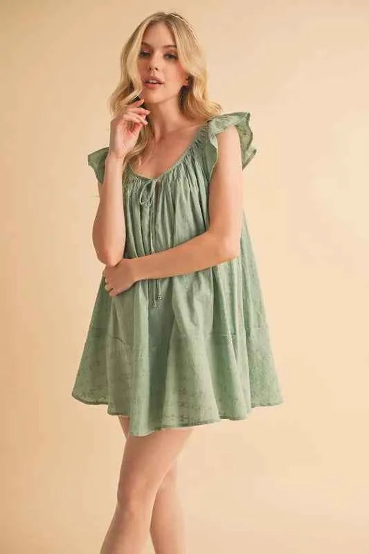 Ruffled Cap Sleeve Cotton Tunic Mini Dress a1938c105458402486defe5fe7aa61c5-Max-Origin