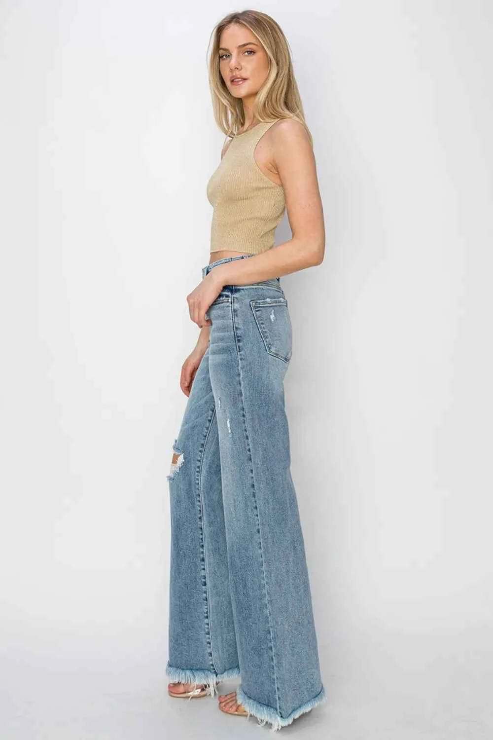RISEN Mid Rise Button Fly Wide Leg Jeans a19552d6-9777-4017-8cad-8609afffc5a0-Max