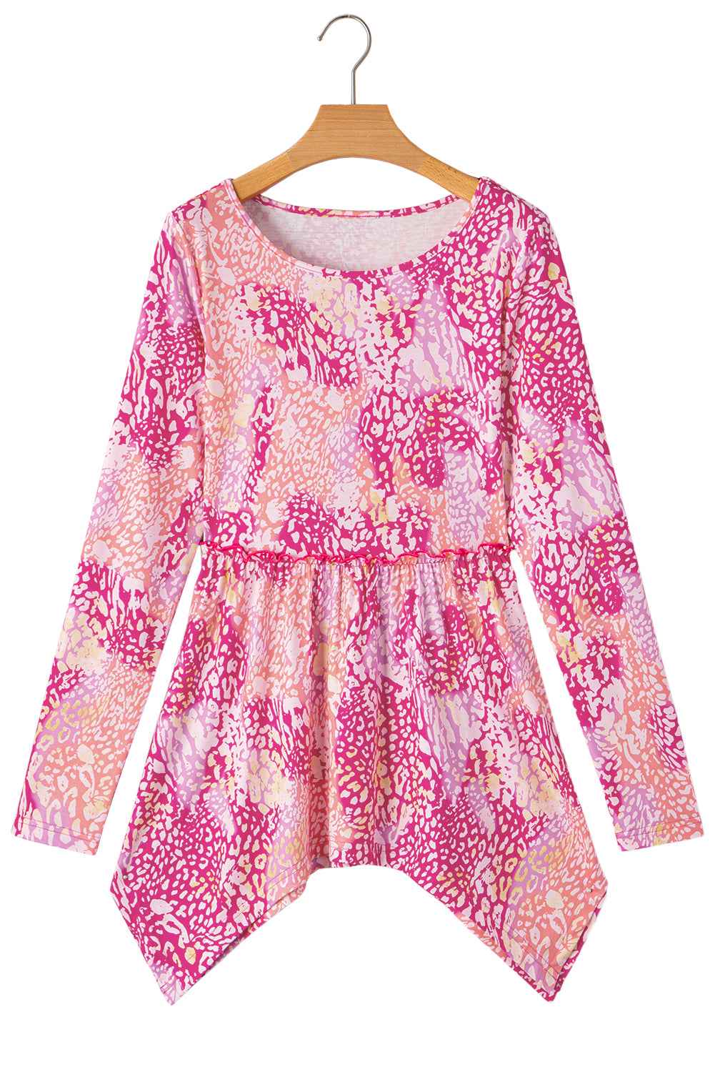 Rose Classic Leopard Print Handkerchief Hem Tunic Top a19c0c76f4a9f7ec