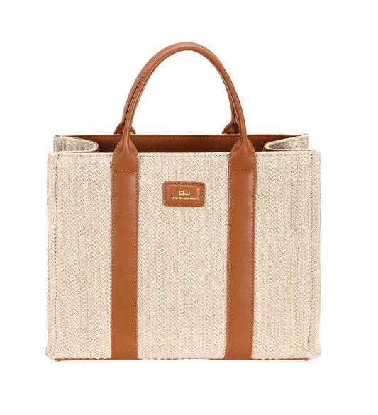 David Jones Square Woven Tote Handbag APRICOT TAN One Size a19db3b7-630d-4662-9ecc-077844686f08-Max-Origin