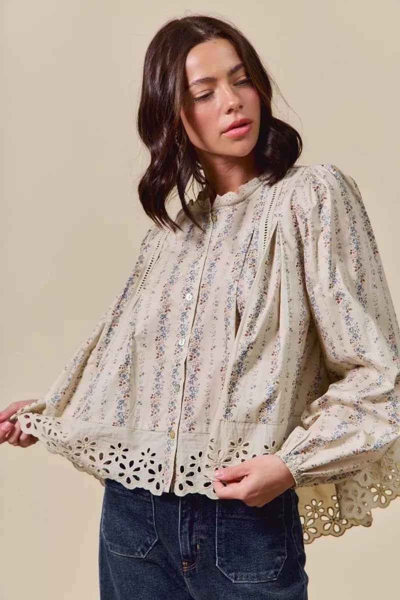 SO ME Floral Print Lace Button Down Shirt a1b08901bf2c4a8bbe3dd36155fadb01-Max-Origin