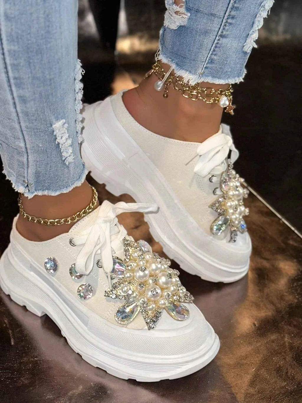 Pearl Embellished Platform Slip-Ons a1caf62fd8d74381917560295e558a53-Max-Origin