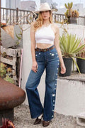 Wide Leg Jeans with Star Diamond Stud Detail medium wash a1ccd082-d020-4161-9a2a-d9509ef69ea8